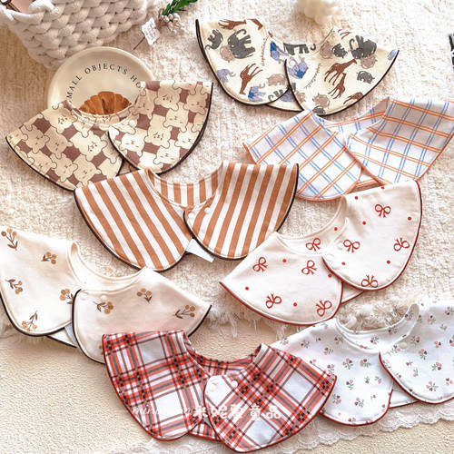 韩版ins风滚边口水巾新生儿围嘴