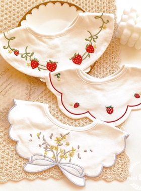 ins韩版纯棉宝宝口水巾360度可旋转婴儿小围嘴儿童防吐奶围兜假领