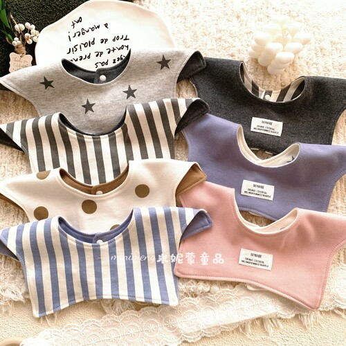 ins韩版同款婴儿围嘴花瓣360旋转宝宝口水巾两面戴纯棉儿童围兜