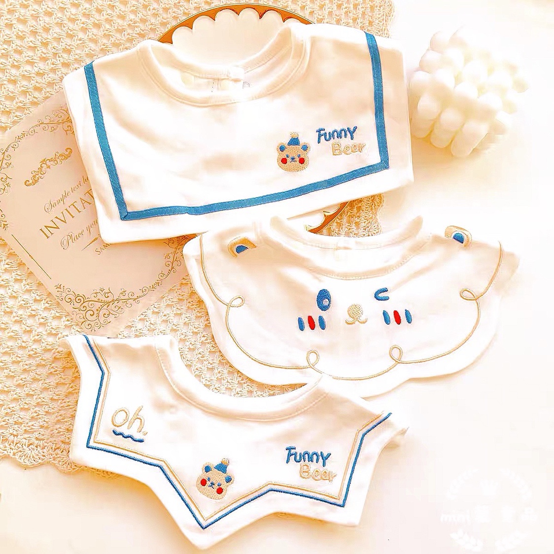 ins围嘴秋冬可旋转防吐奶0-2围嘴