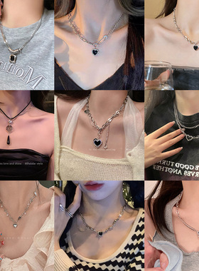 甜酷辣妹风ins潮毛衣链小众百搭秋冬款卫衣链拼接爱心项链女颈链