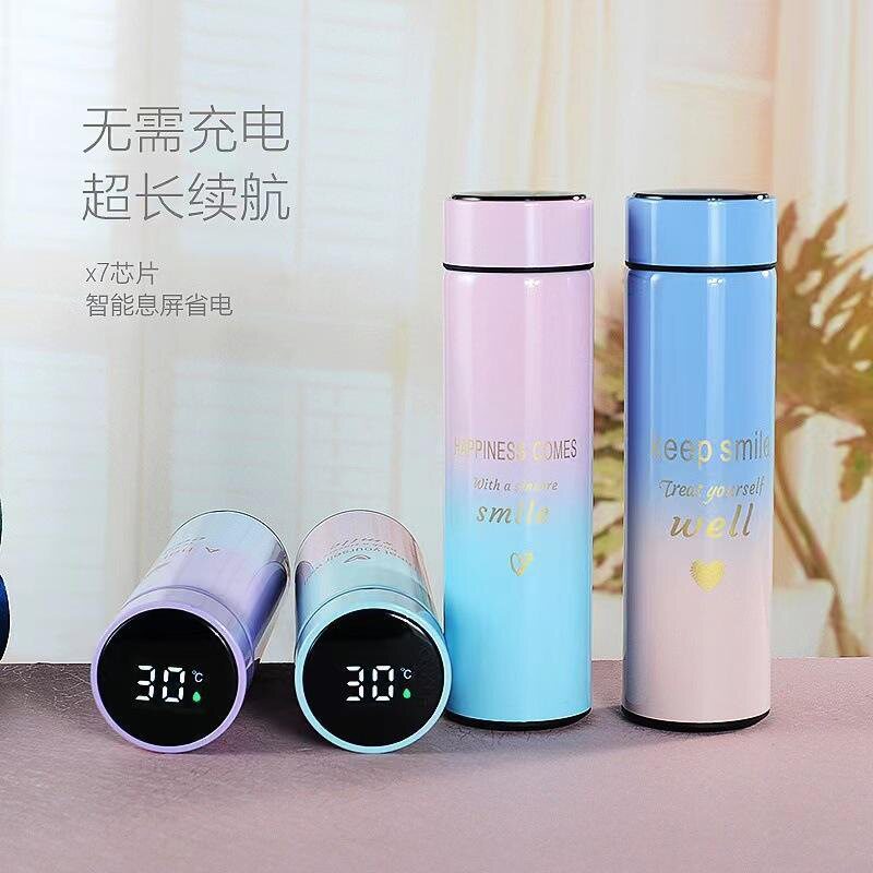 新款智能渐变色保温杯温度杯304不锈钢创意测温杯子商务礼品水杯