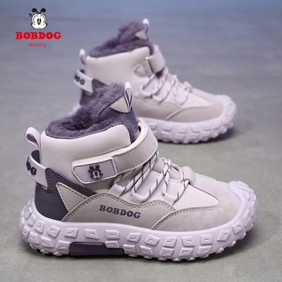 巴布豆童鞋女童棉鞋冬季加绒加厚保暖鞋子新款冬鞋女孩儿童大棉鞋