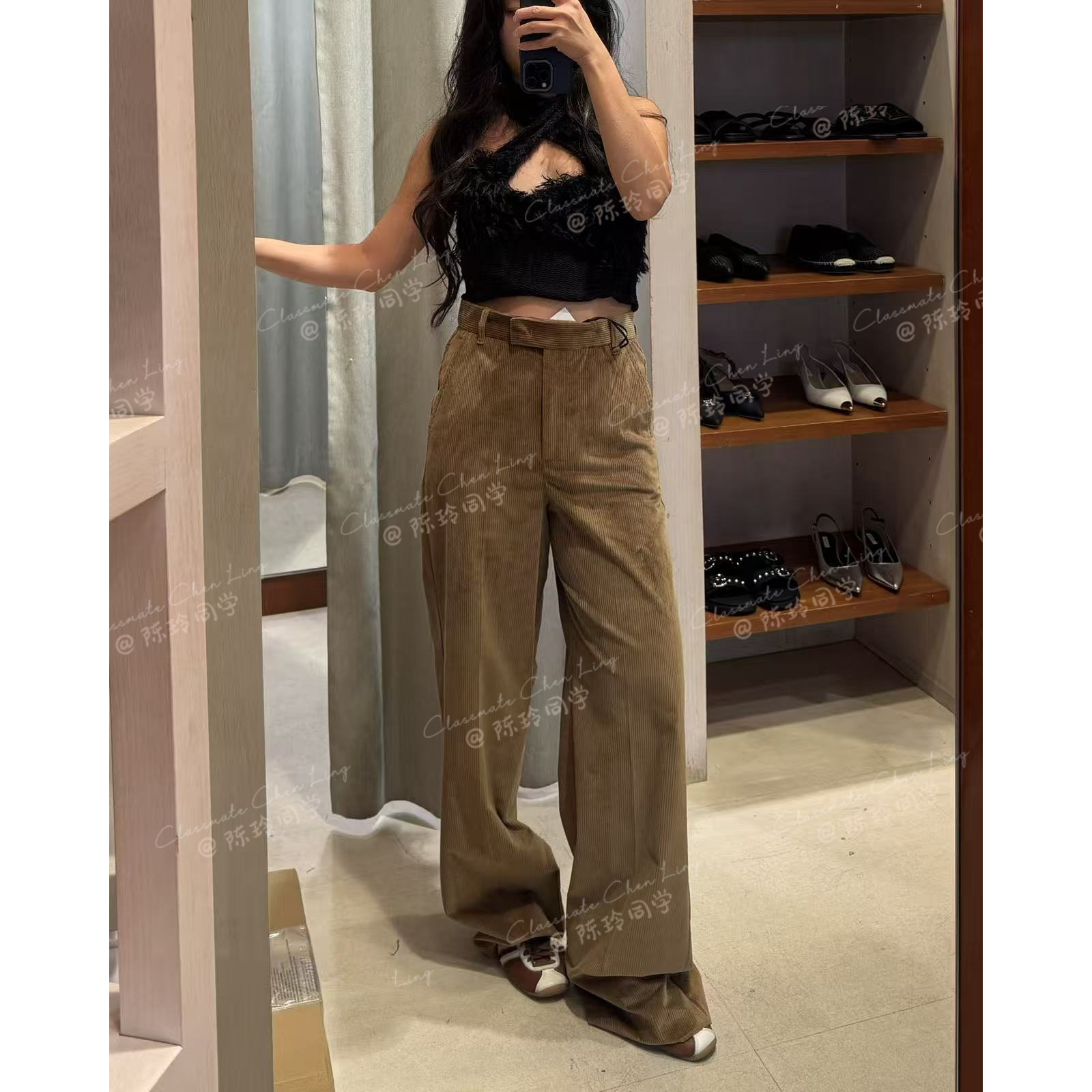 意大利代购 MARELLA 2025秋冬 SUSINA 显瘦高腰灯芯绒直筒休闲裤