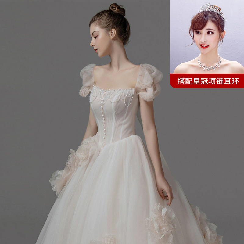  Light champagne+three -piece set of headdress+L   + $12.57 