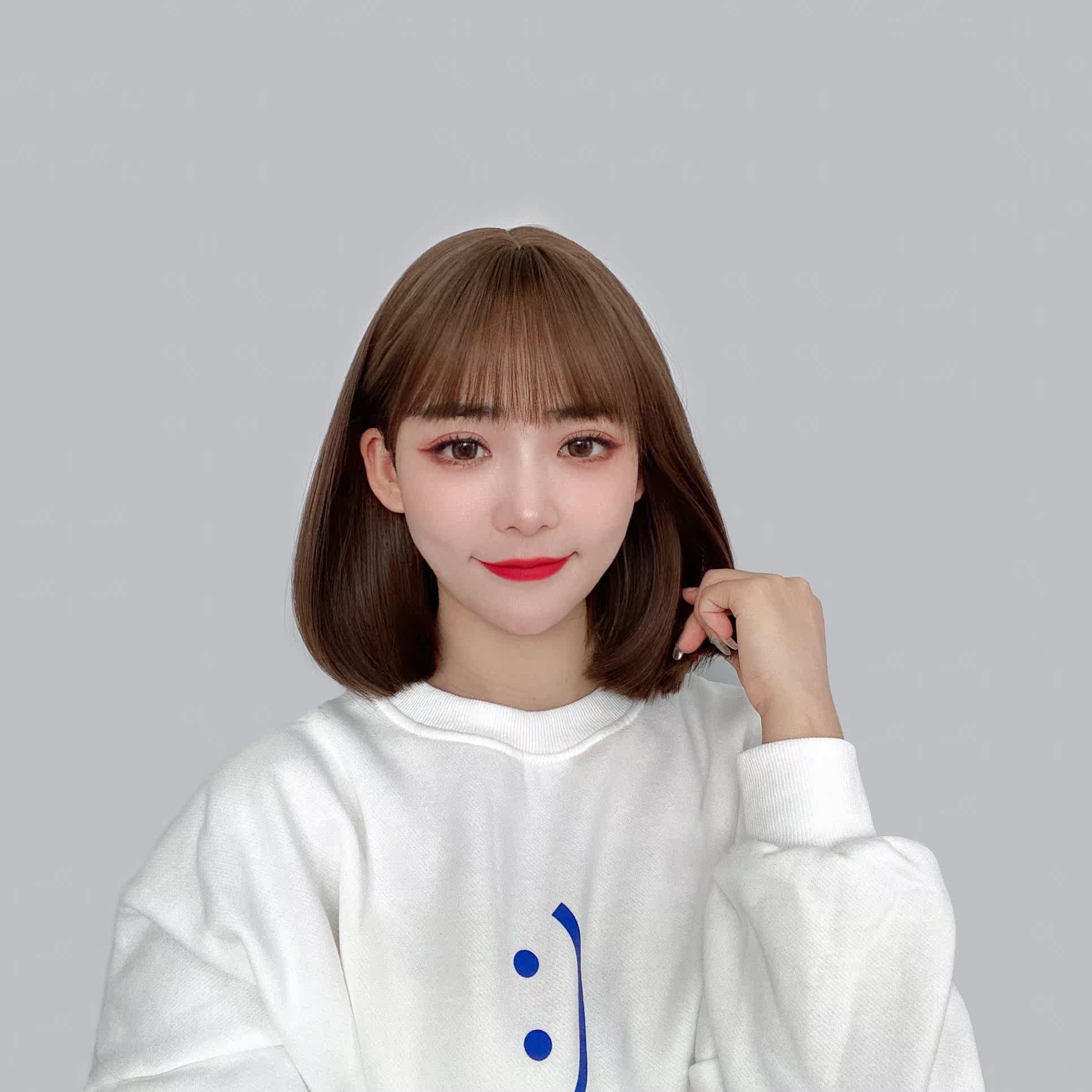 假发女短发小清新挑染女士时尚锁骨发可爱减龄初恋波波头假发套