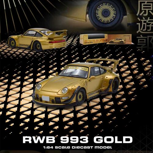 MM 164合金跑车模型RWB993 GT宽体改装金色适用于保时捷930
