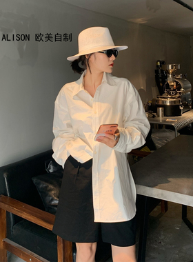2025春季新款白色衬衫女设计感小众宽松复古内搭上衣衬衣长袖ALIS