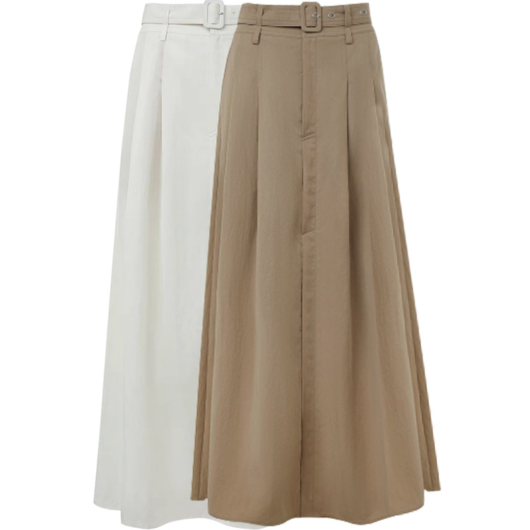 赛莱尔天丝A半身裙腰带垂感长裙