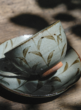 日本手作｜枝叶咖啡杯名家手工陶瓷日式复古餐具孤品 栖朔物仓