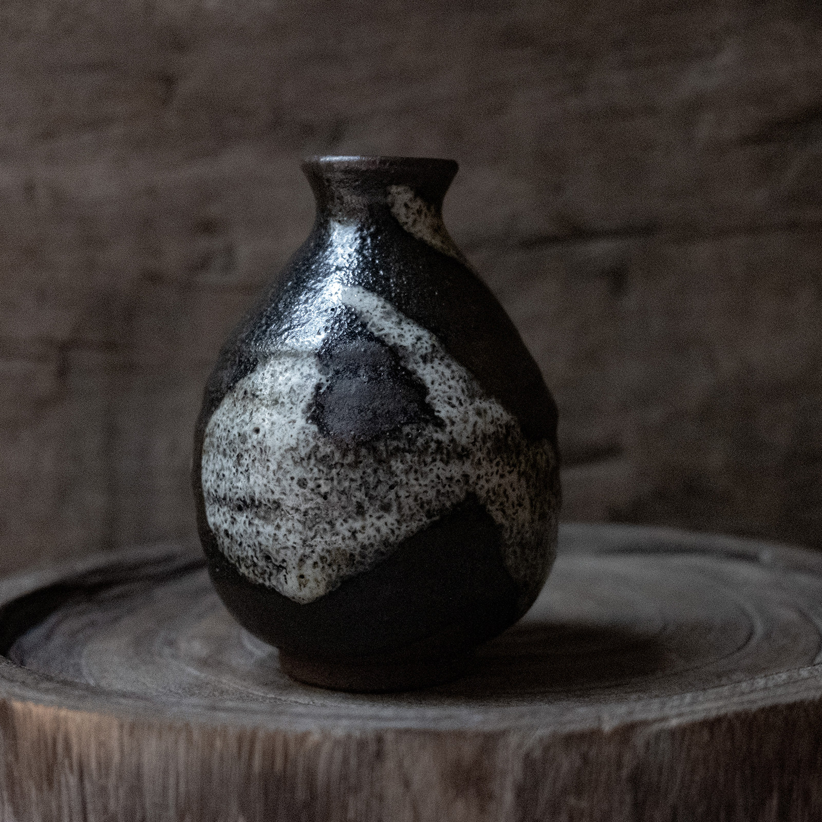 日本手作｜墨纹烧酒壶水墨肌理分酒器孤品 栖朔物仓