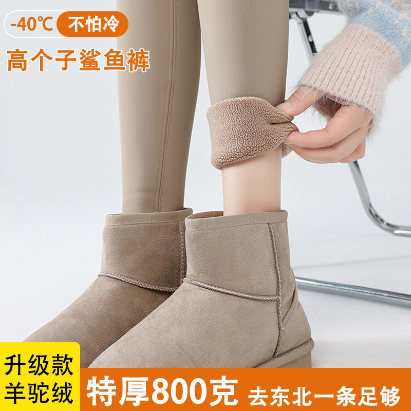 鲨鱼裤女外穿高个子加长冬季加绒加厚800g保暖打底裤可外穿羊驼绒