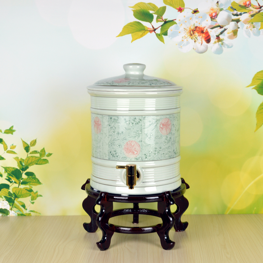 手绘陶瓷储水罐 蓄水缸 饮水机 大水壶 纯净水桶 陶瓷水缸带龙头