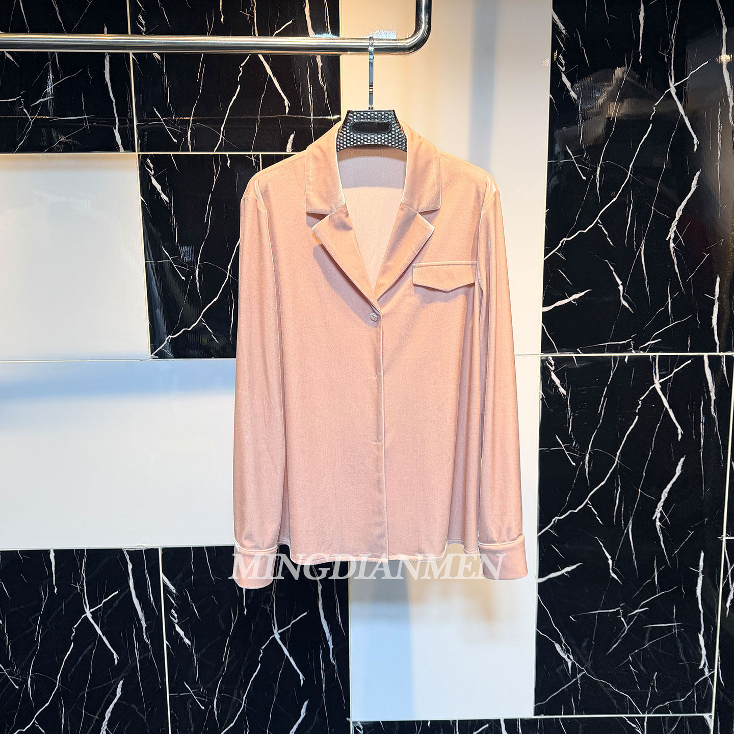 2026新款轻熟优雅风粉色丝绒西服领小衫女长袖宽松显瘦百搭上衣,女装/女士精品,衬衫,淘宝优惠券,粉丝福利购,淘宝优惠卷