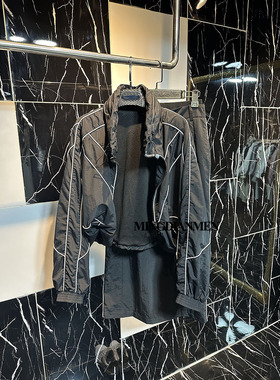 高端黑色时尚上衣半身裙潮款高领隐形连帽百搭防晒拉链套装