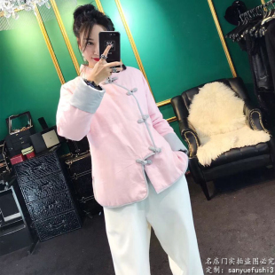 欧洲站2026冬款新款旗袍改良款加棉小棉衣休闲套装时尚设计女装