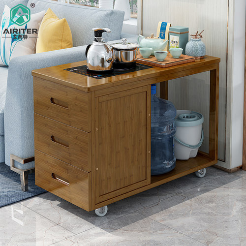 移动茶桌家用小型边柜实木