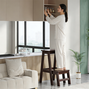 梯凳两用家用可折叠梯子多功能椅子凳室内爬梯厨房登高稳步凳子竹