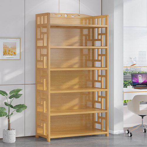 艺术书架落地置物架楠竹儿童书柜学生家用客厅展示架绘本收纳架子