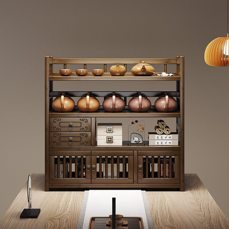 复古博古架中式茶具茶叶置物架