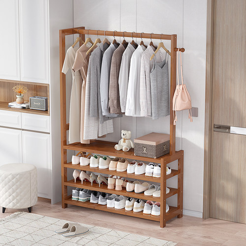 鞋架挂衣架一体家用门口多层新款
