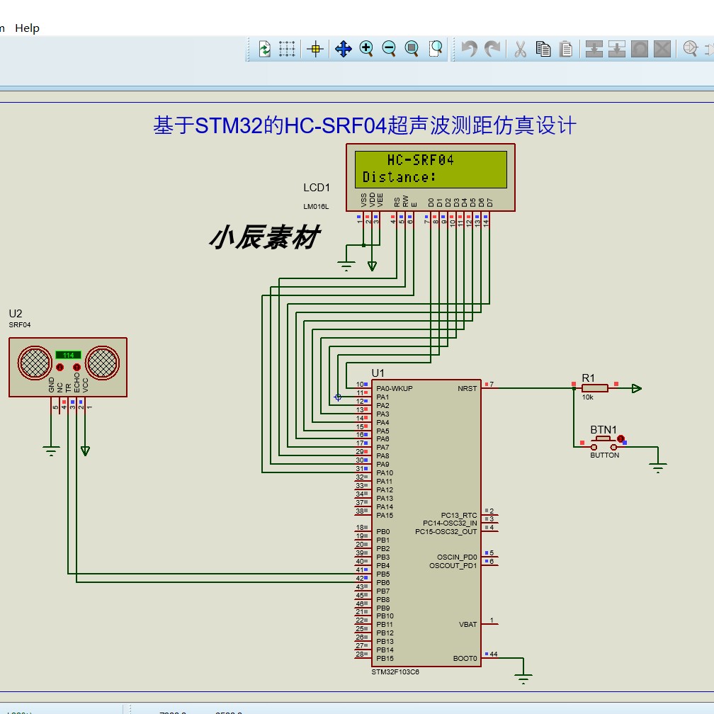 STM32F103超声波测距 HC-SRF04仿真+程序源文件