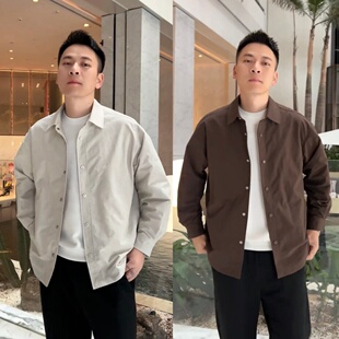 春季新款高级感工装翻领衬衫夹克男简约百搭宽松透气户外休闲外套