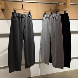 简约百搭加厚保暖运动卫裤 男士 重磅羊毛混纺阔腿直筒休闲裤 秋冬季