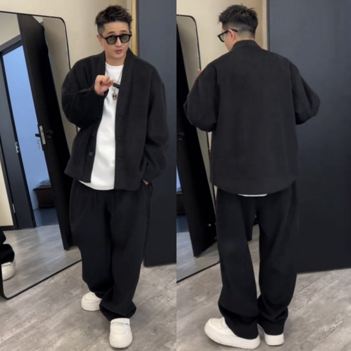 秋冬极简松弛感廓形毛呢时尚套装男士百搭休闲开衫外套长裤两件套,男装,时尚套装,淘宝优惠券,粉丝福利购,淘宝优惠卷