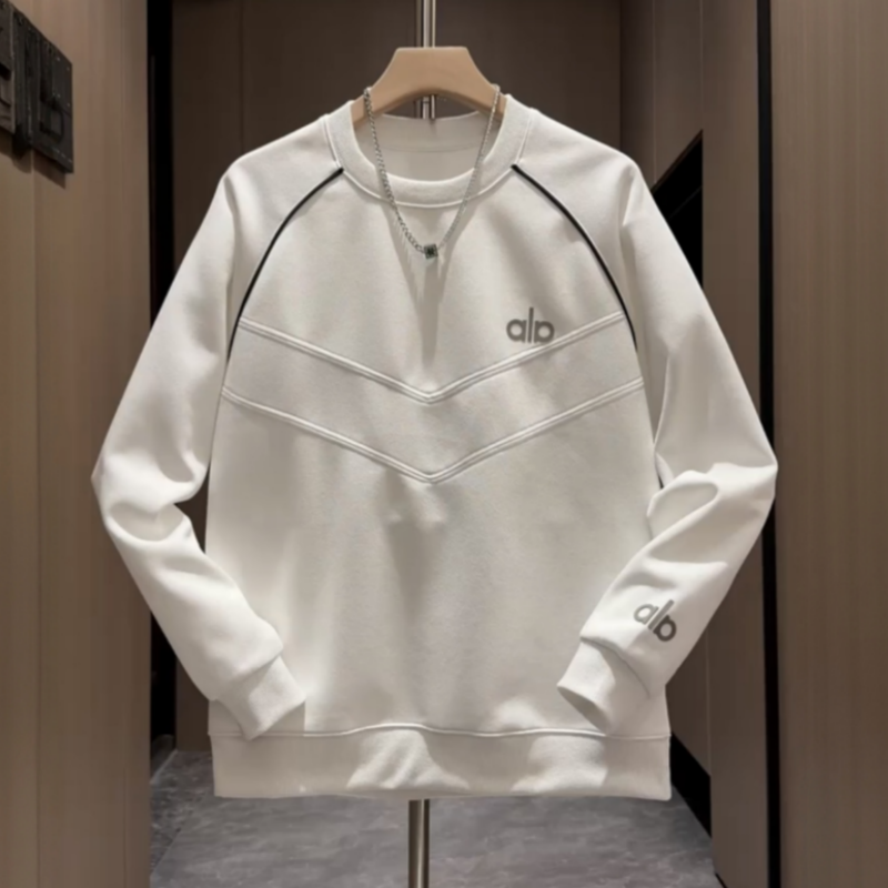 秋冬季潮牌字母拼接加绒圆领卫衣