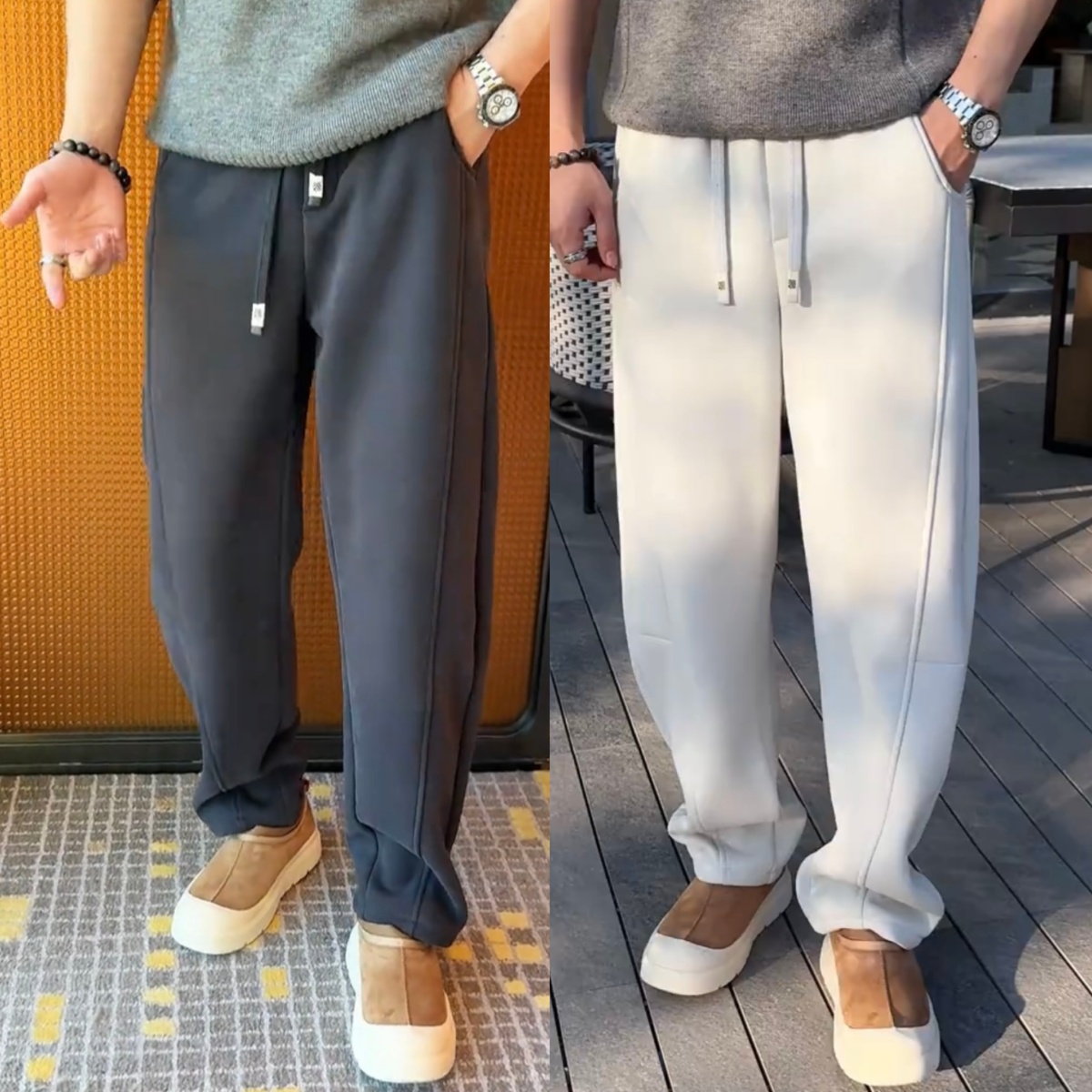 冬季重磅立体裁剪弯刀直筒休闲裤