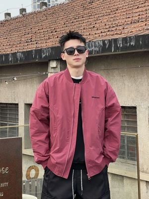 秋季棒球领宽松纯色夹克外套