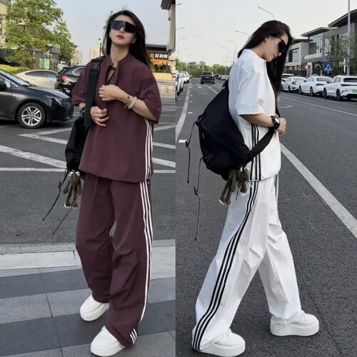 夏季美式潮牌工装风休闲运动套装
