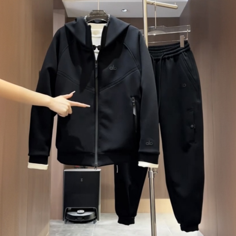 秋季潮牌空气棉连帽休闲运动套装