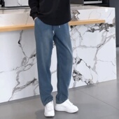 新款 星空纹直筒牛仔裤 情侣同款 秋冬男士 宽松百搭纯色阔腿休闲长裤