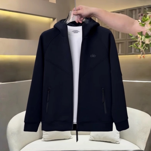 百搭宽松透气纯色休闲外套 时尚 春秋轻奢潮牌字母连帽夹克开衫 男士