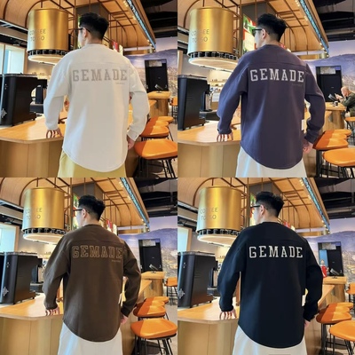 字母刺绣加绒加厚圆领卫衣