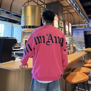 春秋男士 痞帅潮流字母刺绣圆领卫衣加绒加厚百搭情侣保暖上衣 新款