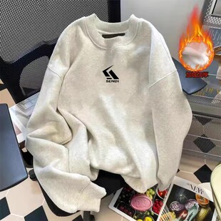 加绒加厚上衣外套 美式 卫衣男女款 ins潮牌秋冬季 纯棉圆领宽松大码