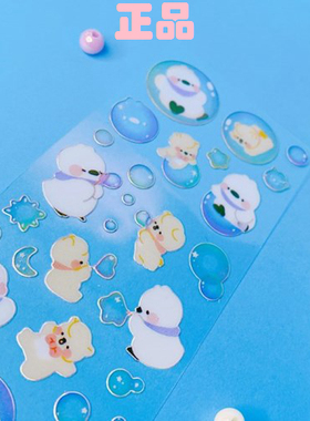 韩国进口mong mong space 闪边装饰贴纸 企鹅泡泡