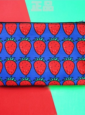 韩国SOGONSOGON中号可爱草莓帆布多功能收纳包strawberry  pouch