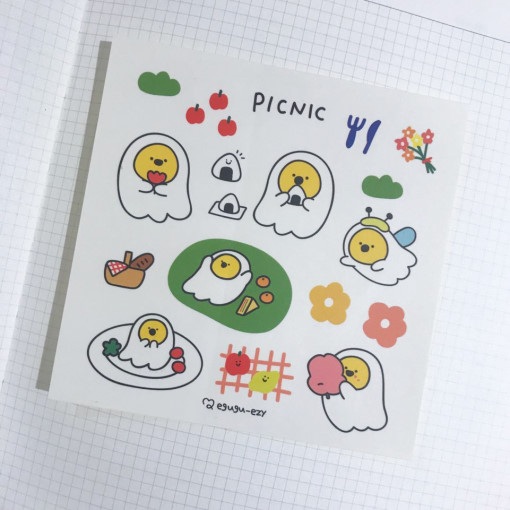 韩国进口EGUGU 野餐装饰贴纸 日记伴侣 6张入