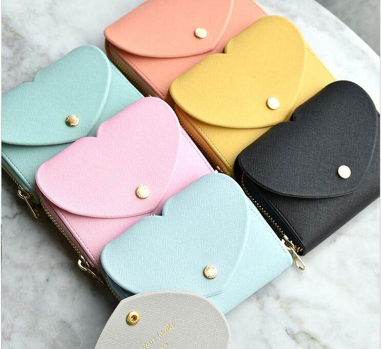 Plepic可爱爱心皮质风琴式卡包钱包零钱包Lovely Heart Wallet