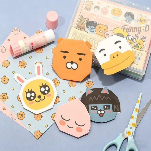 Kakao Friends 300张彩色折纸套装手工DIY千纸鹤莱恩屁桃卡通图案