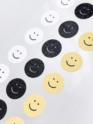 简约ins风日韩Punto装饰贴纸日记伴侣 全息笑脸 单张