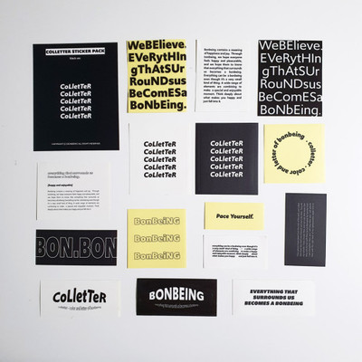 抽象LOGO韩国Bonbeing装饰贴纸包 collectter sticker pack black