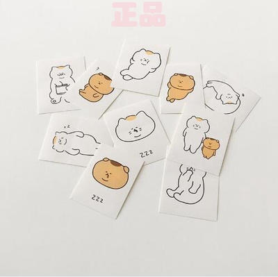 韩国进口3months慵懒猫咪贴纸包10张入