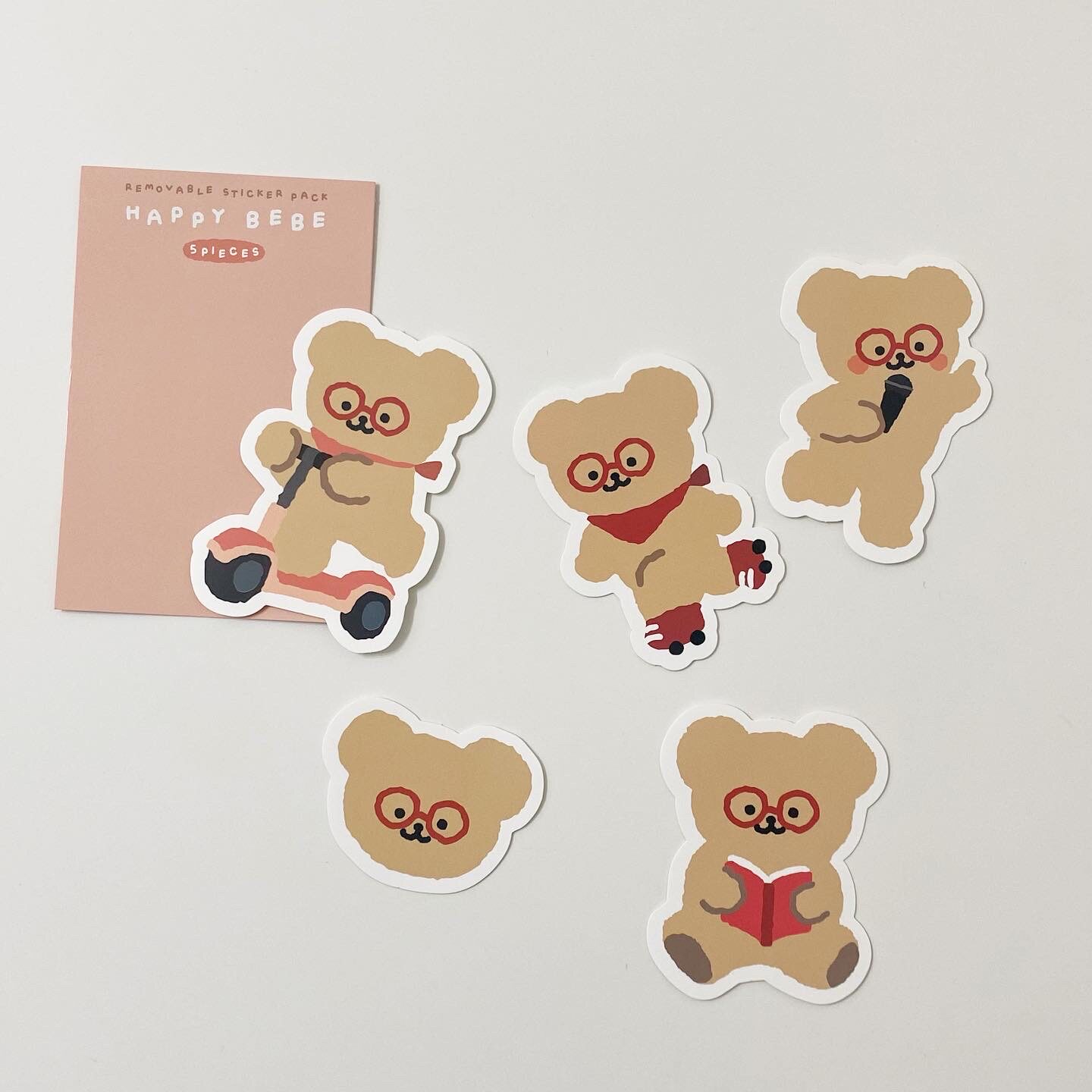 韩国进口TETEUM 眼镜小熊装饰贴纸包 HAPPY BEBE STICKER PACK