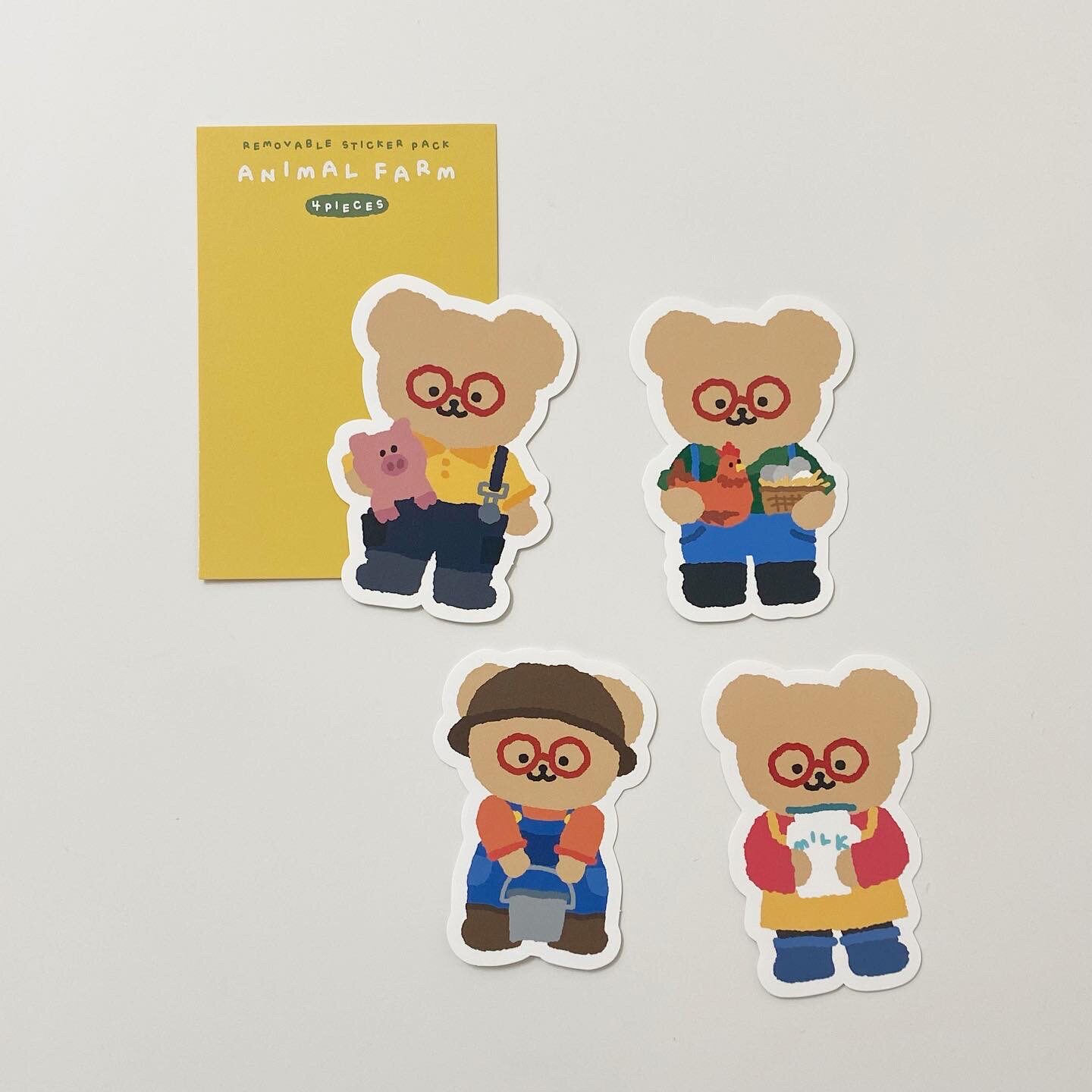 韩国进口TETEUM 眼镜小熊装饰贴纸包 ANIMAL FARM STICKER PACK