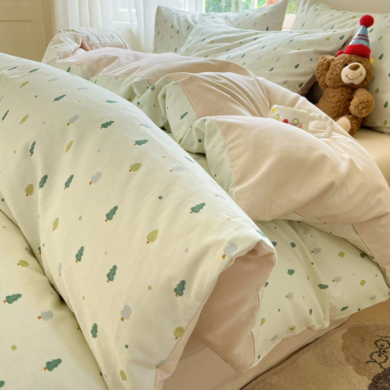 2025新款纯棉磨毛四件套卡通风冬季加厚学生宿舍全棉被套床单床品